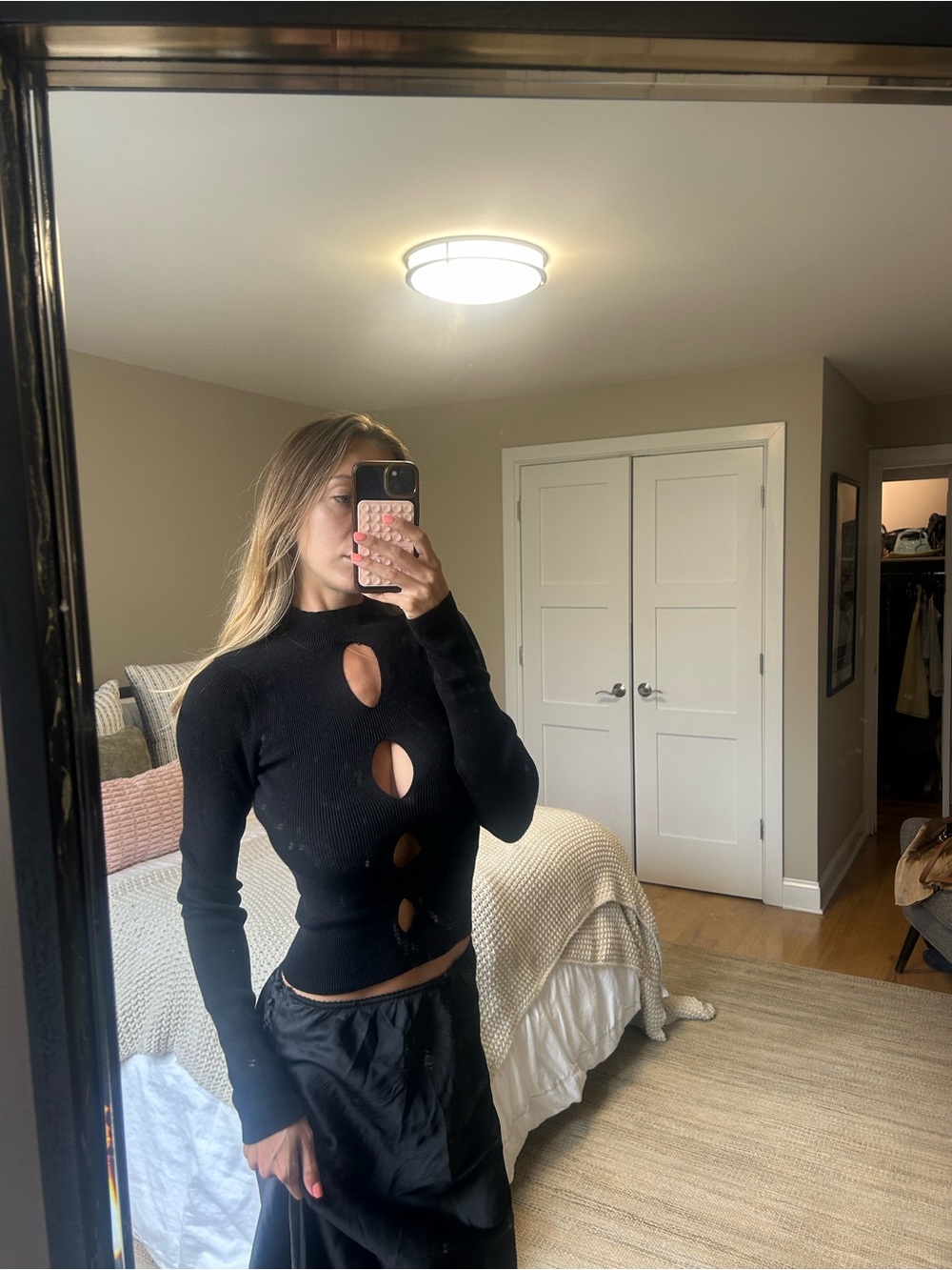 NBD Black Cutout Knit Top, Size M